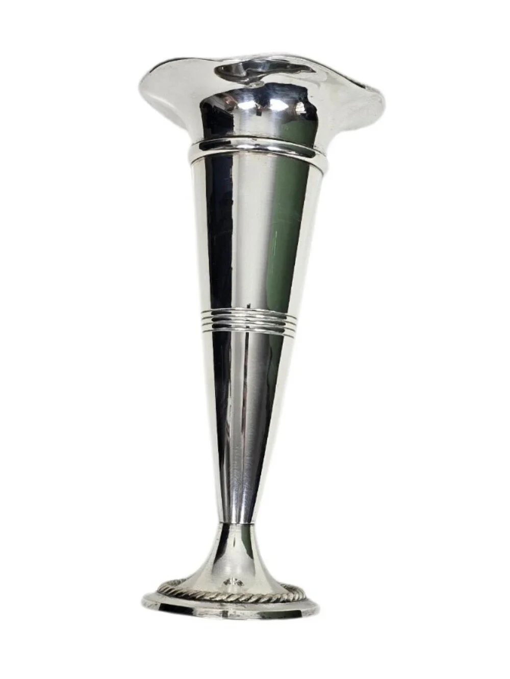 Vintage Department 56 Silverplate Bud Vase Fluted Rim Trumpet Vase 11.5